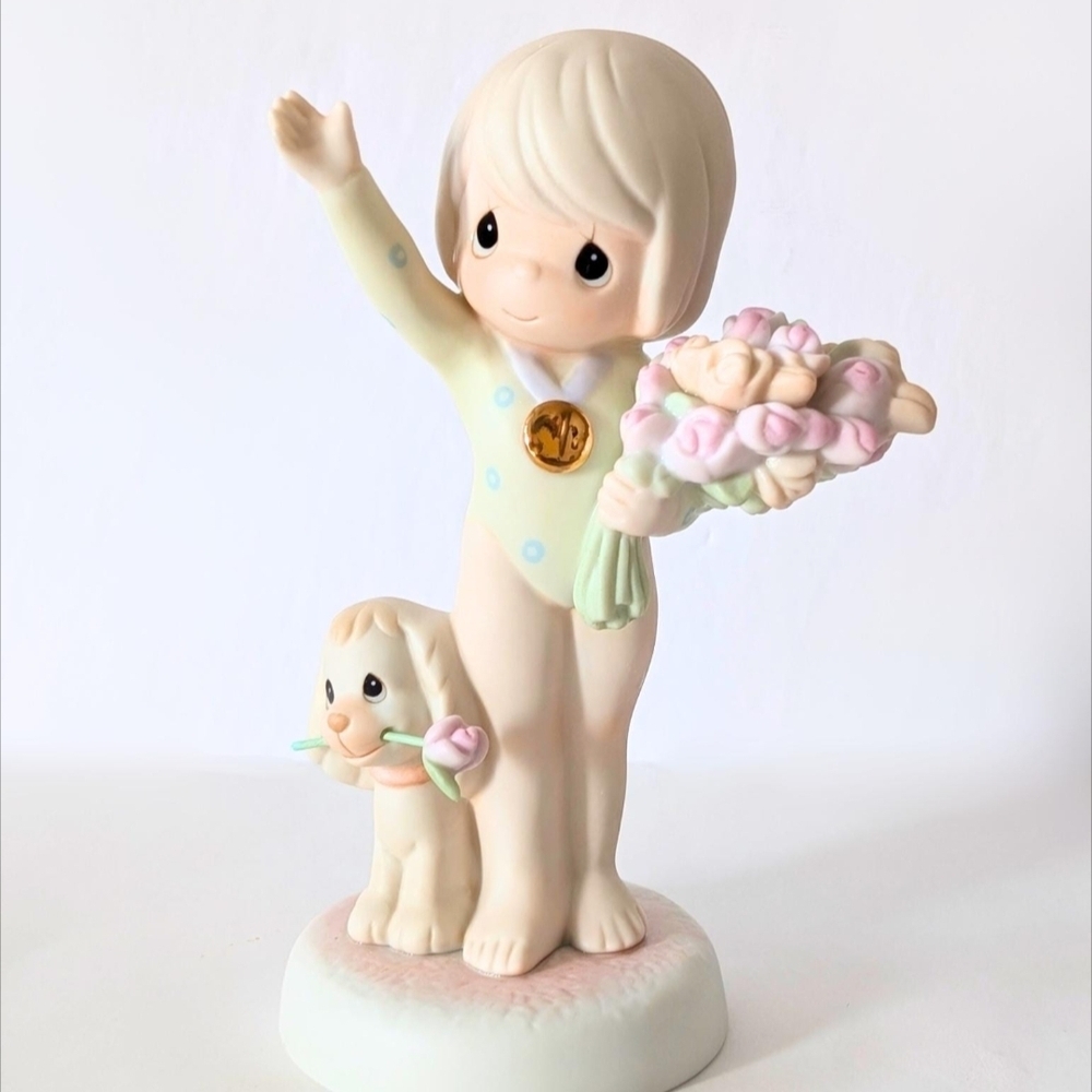 1997 Precious Moments Figurine, God Bless You With Bouquets of Victory, 1st Edit